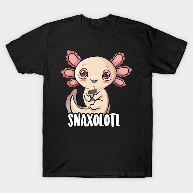 Snaxolotl Shirt Kids Kawaii Axolotl Drinking Chocolate Milk T-Shirt by Boneworkshop